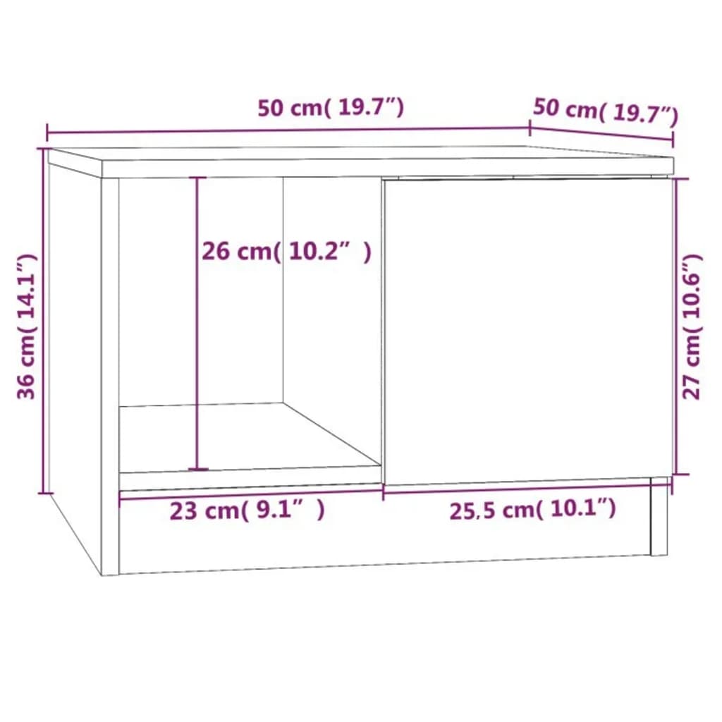 Couchtisch Sonoma-Eiche 50x50x36 cm Holzwerkstoff