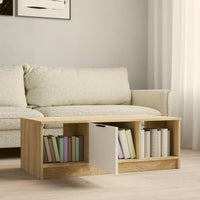 Thumbnail for Couchtisch Weiß und Sonoma-Eiche 102x50x36 cm Holzwerkstoff