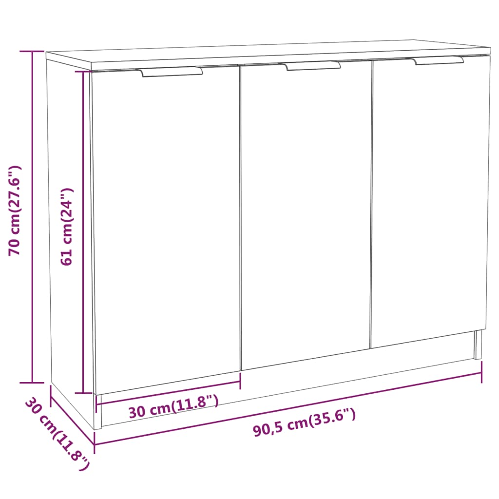 Sideboard Grau Sonoma 90,5x30x70 cm Holzwerkstoff