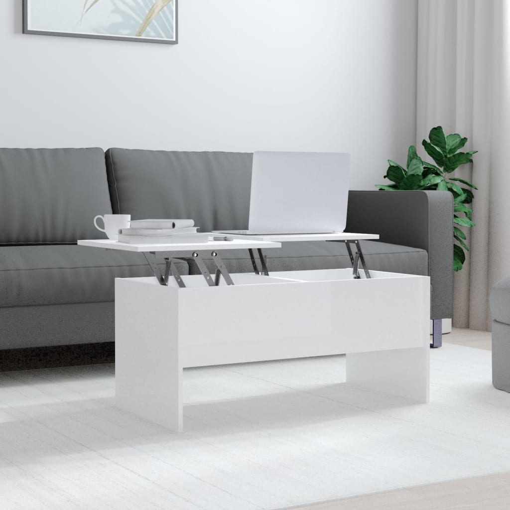 Couchtisch Hochglanz-Weiß 102x50,5x46,5 cm Holzwerkstoff