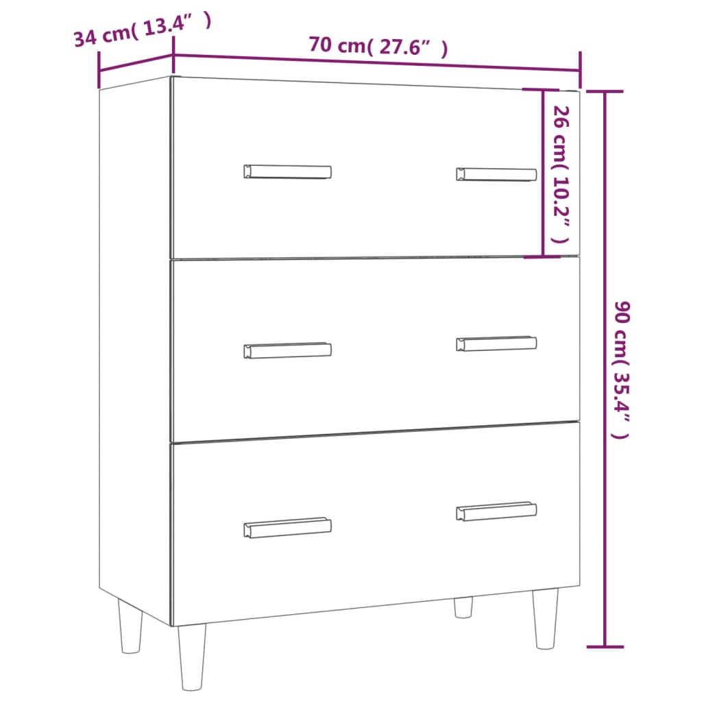 Sideboard Betongrau 70x34x90 cm Holzwerkstoff