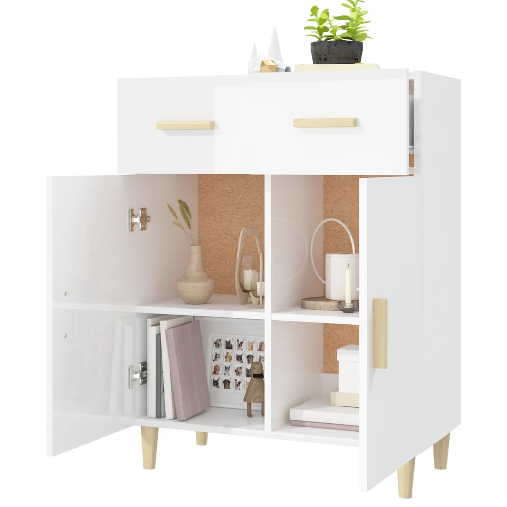 Sideboard Hochglanz-Weiß 69,5x34x89 cm Holzwerkstoff