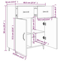 Thumbnail for Sideboard Weiß 69,5x34x90 cm Holzwerkstoff