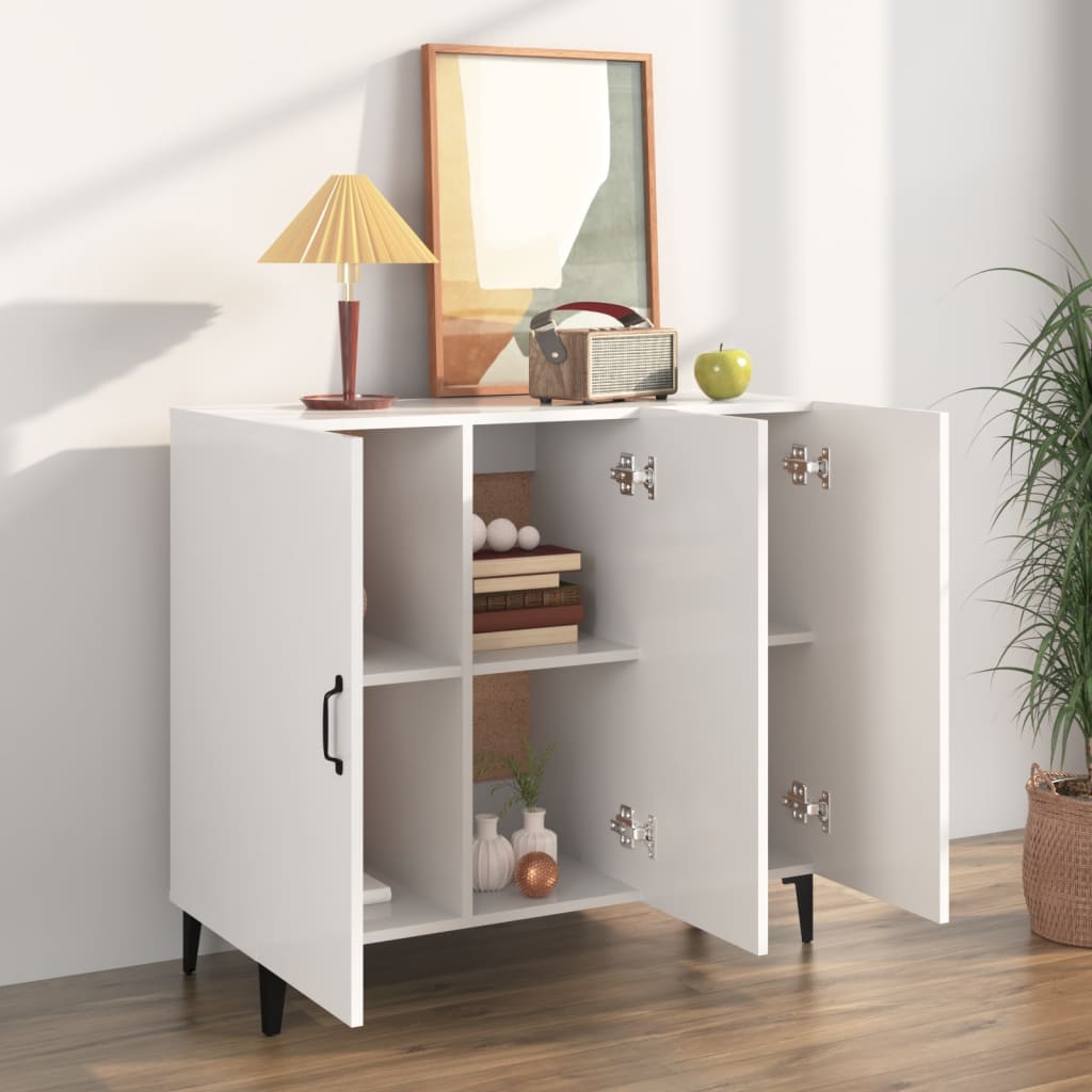Sideboard Hochglanz-Weiß 90x34x80 cm Holzwerkstoff