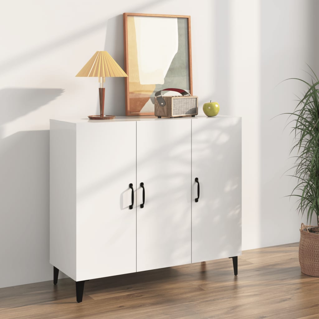 Sideboard Hochglanz-Weiß 90x34x80 cm Holzwerkstoff