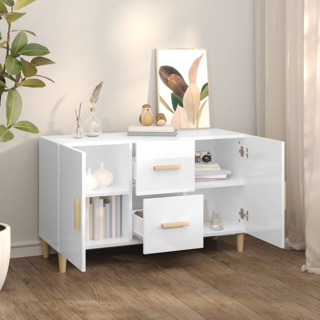 Sideboard Hochglanz-Weiß 100x36x60 cm Holzwerkstoff
