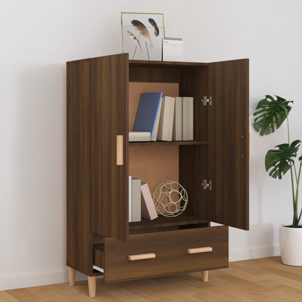 Highboard Braun Eichen-Optik 70x31x115 cm Holzwerkstoff