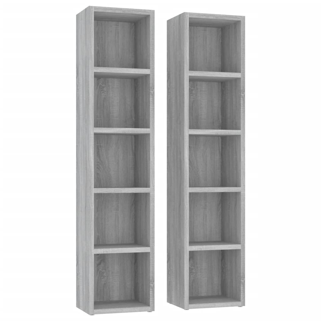 CD-Regale 2 Stk. Grau Sonoma 21x16x93,5 cm Holzwerkstoff