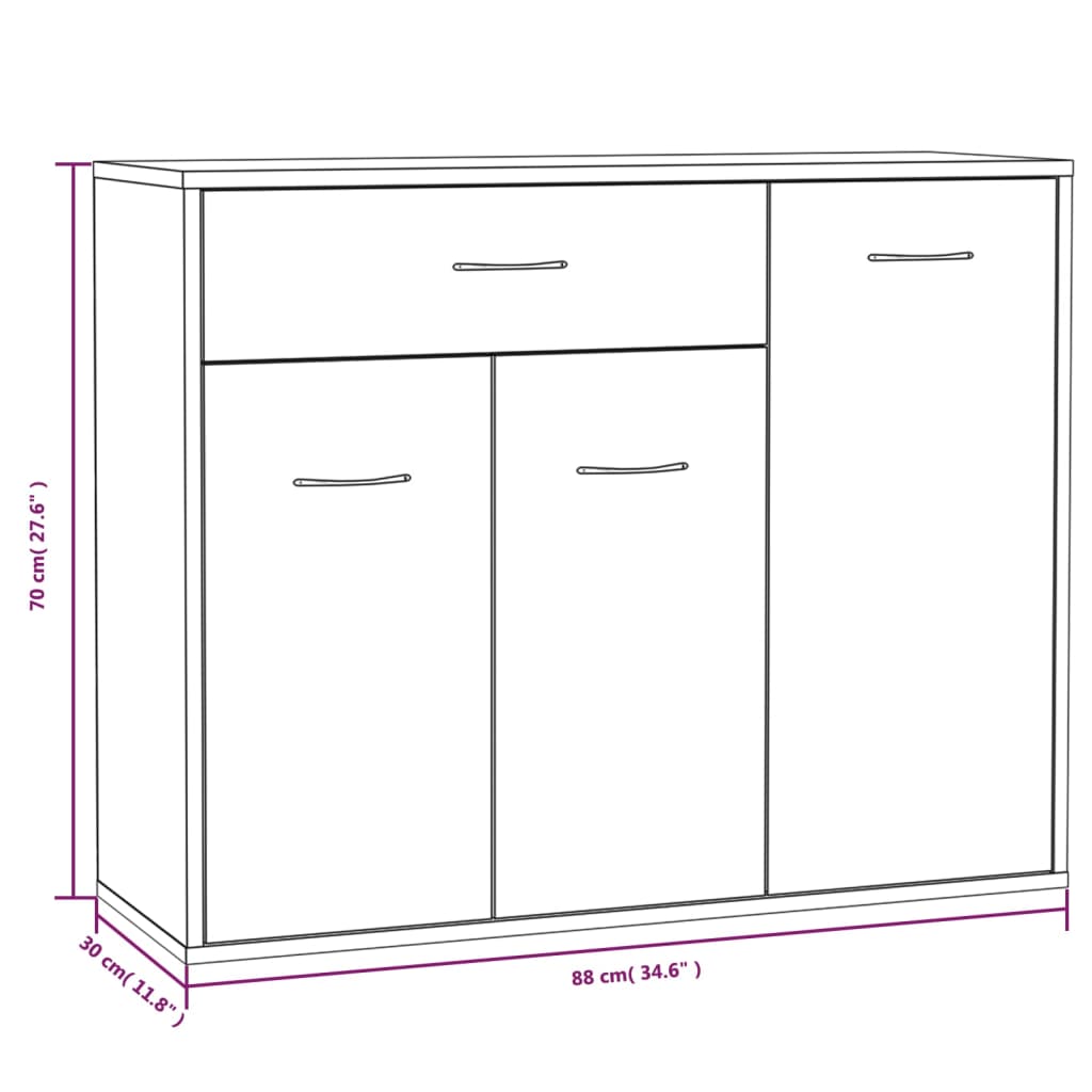 Sideboard Grau Sonoma 88x30x70 cm Holzwerkstoff