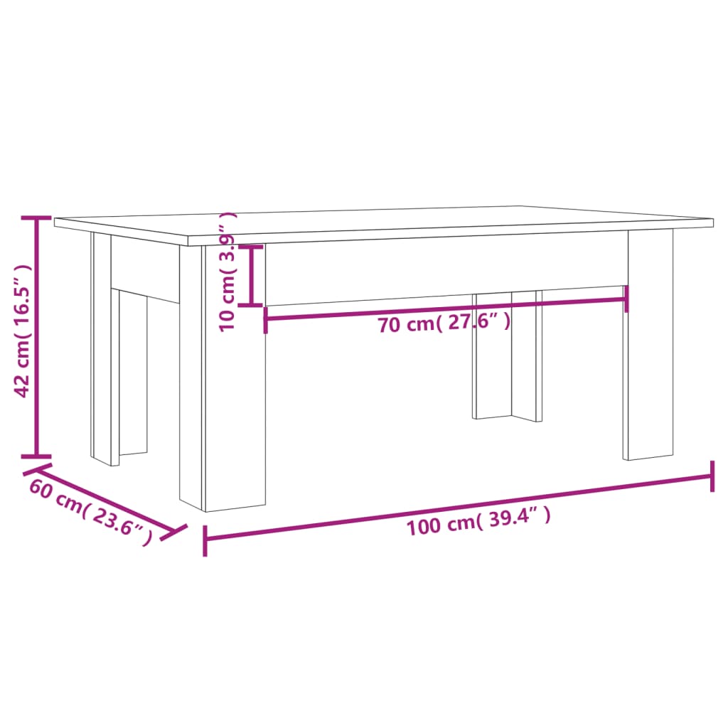 Couchtisch Braun Eichen-Optik 100x60x42 cm Holzwerkstoff