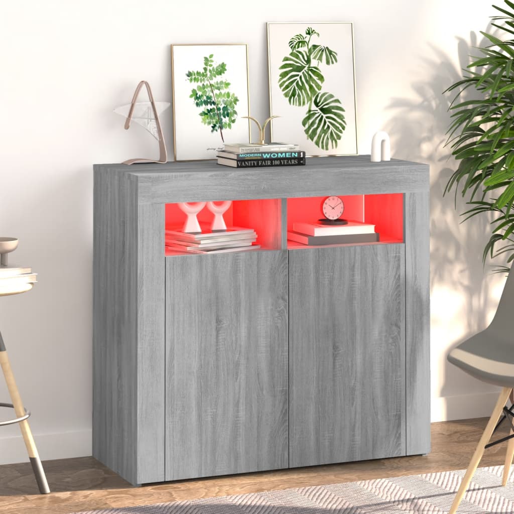 Sideboard mit LED-Beleuchtung Grau Sonoma 80x35x75 cm