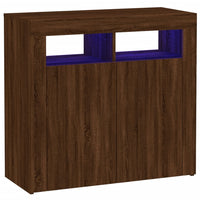 Thumbnail for Sideboard mit LED-Beleuchtung Braun Eichen-Optik 80x35x75 cm