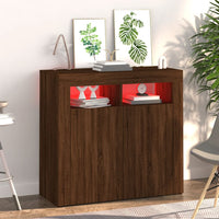 Thumbnail for Sideboard mit LED-Beleuchtung Braun Eichen-Optik 80x35x75 cm