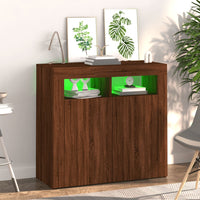 Thumbnail for Sideboard mit LED-Beleuchtung Braun Eichen-Optik 80x35x75 cm
