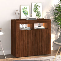 Thumbnail for Sideboard mit LED-Beleuchtung Braun Eichen-Optik 80x35x75 cm