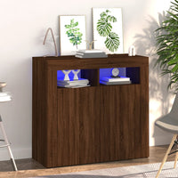 Thumbnail for Sideboard mit LED-Beleuchtung Braun Eichen-Optik 80x35x75 cm