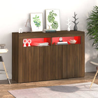 Thumbnail for Sideboard mit LED-Beleuchtung Braun Eichen-Optik 115,5x30x75 cm