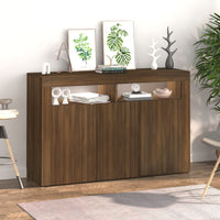 Thumbnail for Sideboard mit LED-Beleuchtung Braun Eichen-Optik 115,5x30x75 cm
