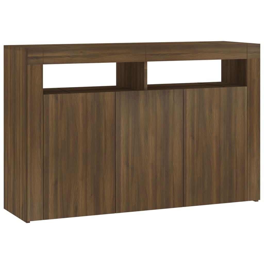 Sideboard mit LED-Beleuchtung Braun Eichen-Optik 115,5x30x75 cm