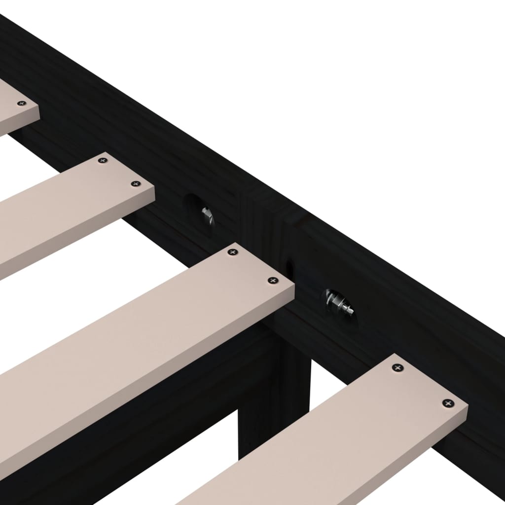 Massivholzbett Schwarz 75x190 cm