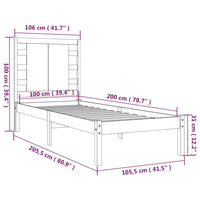 Thumbnail for Massivholzbett Schwarz Kiefer 100x200 cm