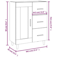 Thumbnail for Sideboard Weiß 69,5x34x90 cm Holzwerkstoff
