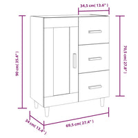Thumbnail for Sideboard Weiß 69,5x34x90 cm Holzwerkstoff