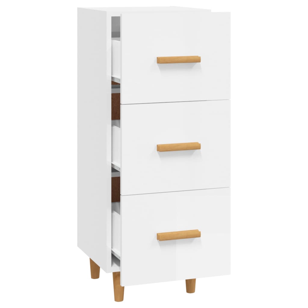 Sideboard Hochglanz-Weiß 34,5x34x90 cm Holzwerkstoff