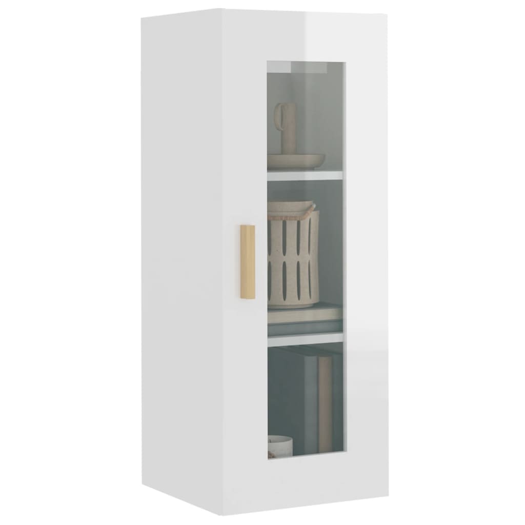 Hängeschrank Hochglanz-Weiß 34,5x34x90 cm