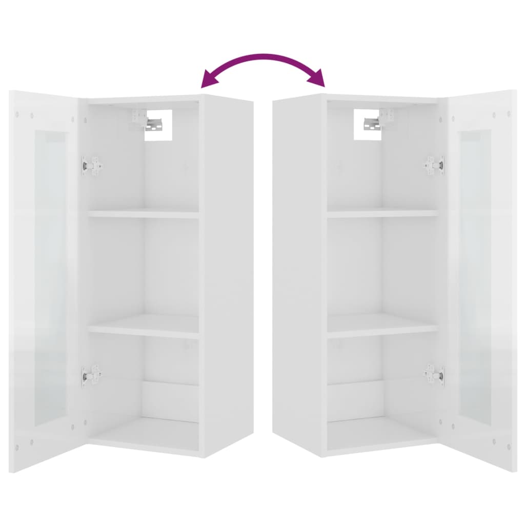 Hängeschrank Hochglanz-Weiß 34,5x34x90 cm