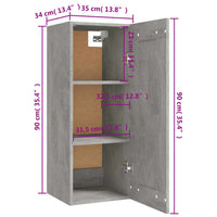 Thumbnail for Hängeschrank Betongrau 35x34x90 cm Holzwerkstoff
