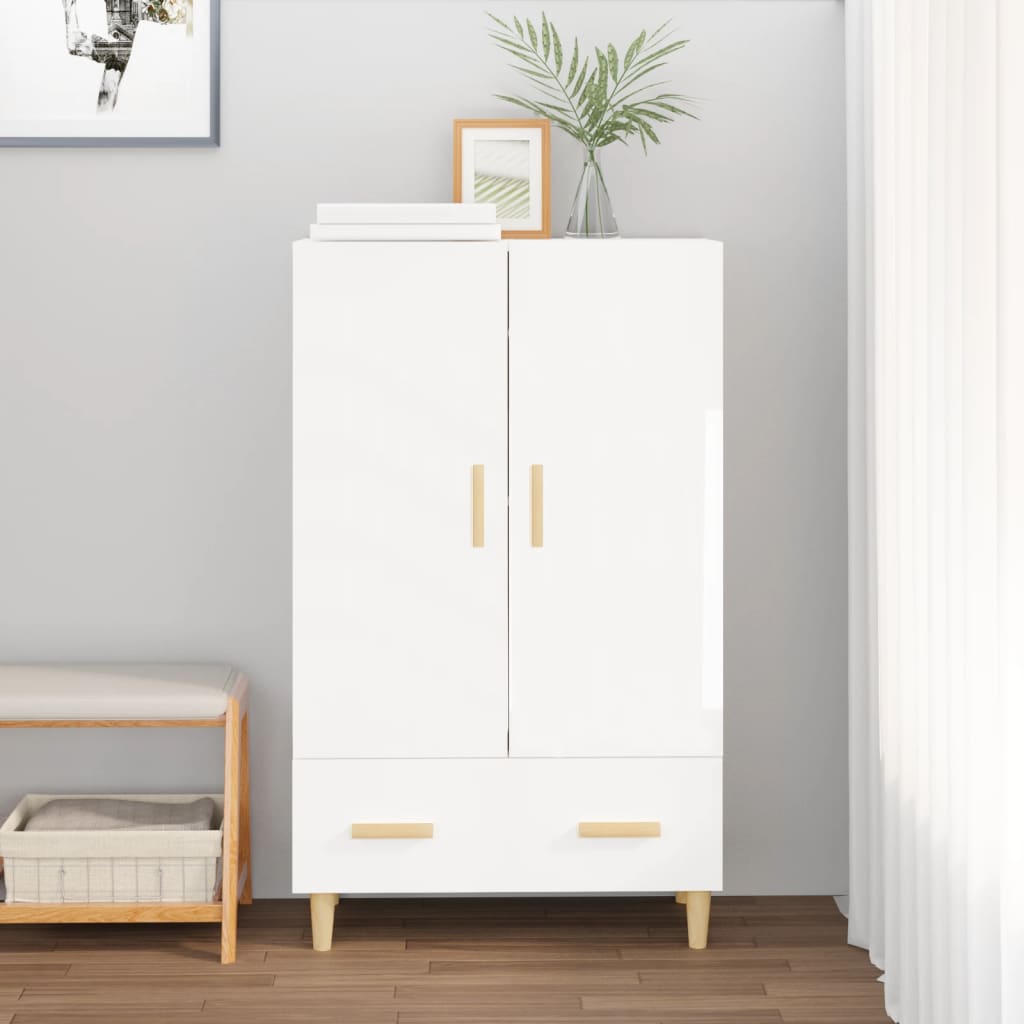 Highboard Hochglanz-Weiß 70x31x115 cm Holzwerkstoff
