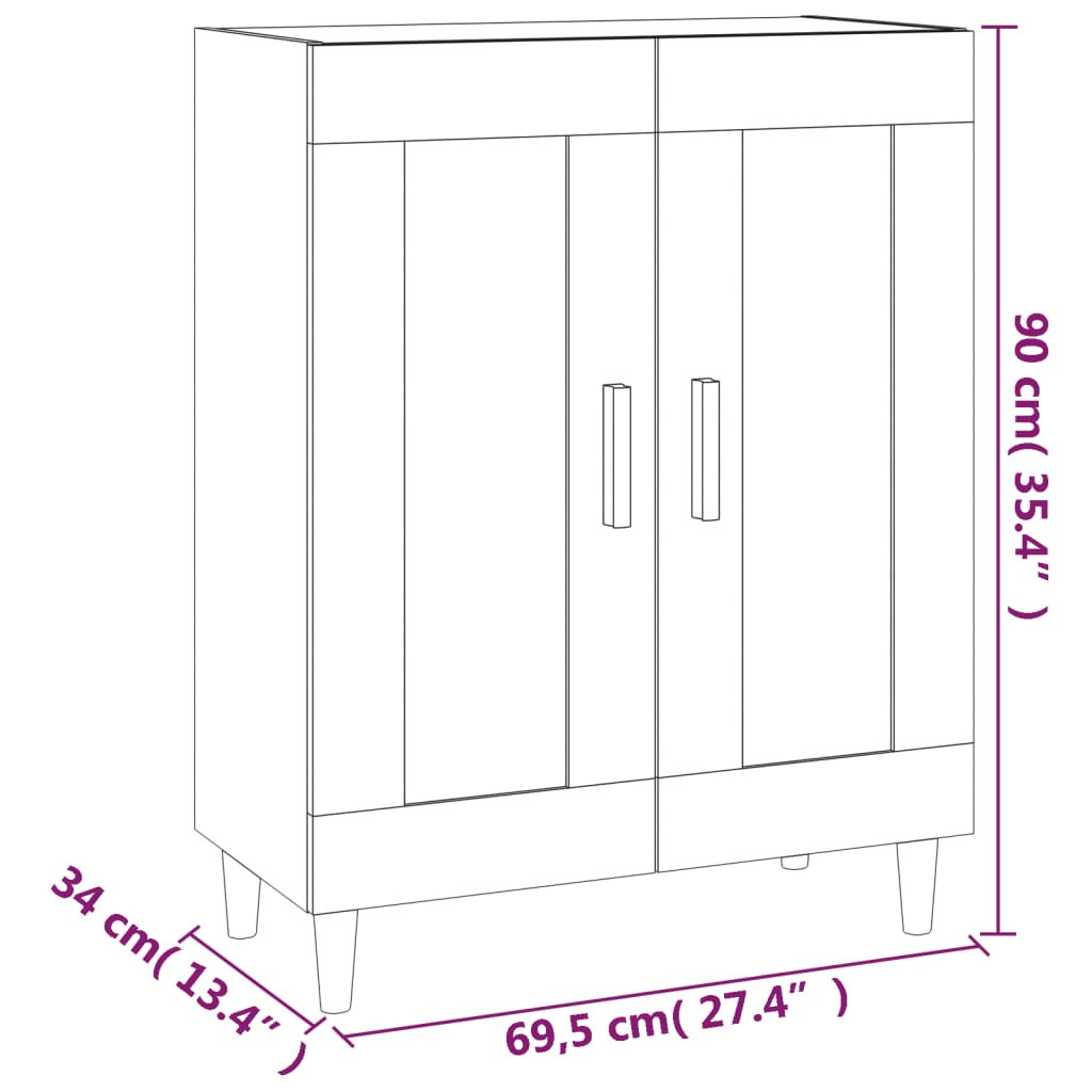 Sideboard Grau Sonoma 69,5x34x90 cm Holzwerkstoff