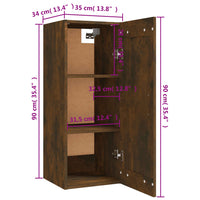 Thumbnail for Hängeschrank Räuchereiche 35x34x90 cm Holzwerkstoff