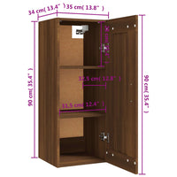 Thumbnail for Hängeschrank Braun Eichen-Optik 35x34x90 cm Holzwerkstoff