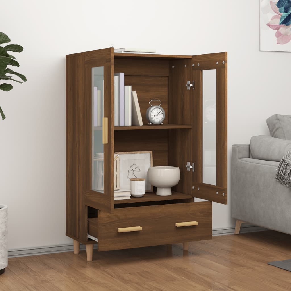 Highboard Braun Eichen-Optik 70x31x115 cm Holzwerkstoff
