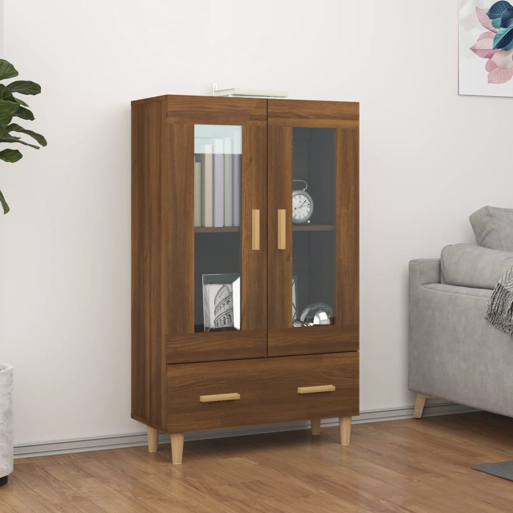 Highboard Braun Eichen-Optik 70x31x115 cm Holzwerkstoff