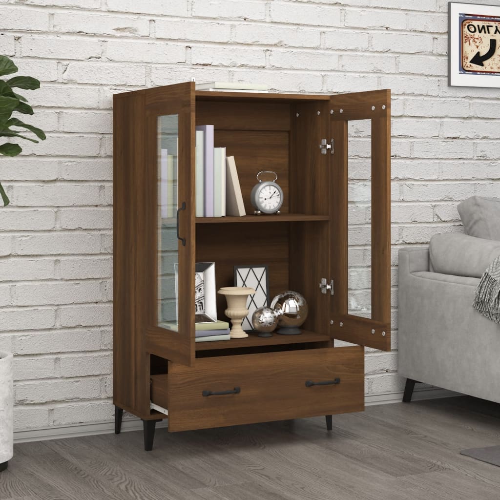 Highboard Braun Eichen-Optik 70x31x115 cm Holzwerkstoff