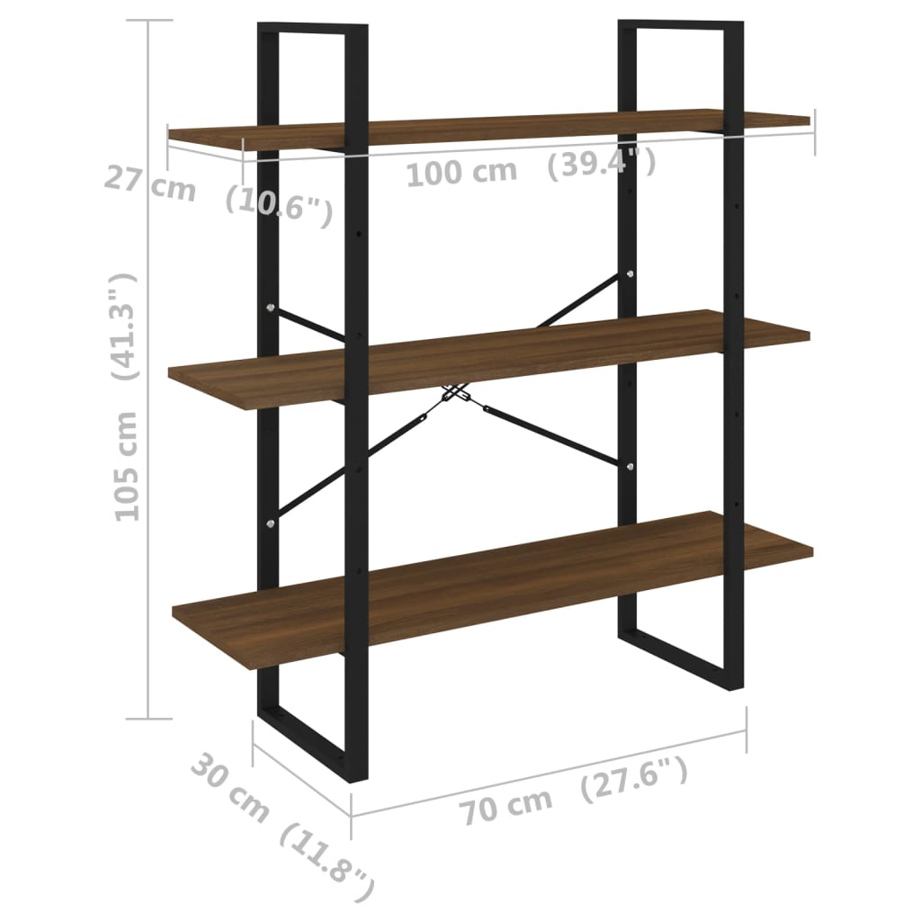 Bücherregal Braun Eichen-Optik 100x30x105 cm Holzwerkstoff