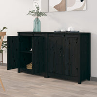 Thumbnail for Sideboards 2 Stk. Schwarz 70x35x80 cm Massivholz Kiefer