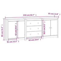 Thumbnail for Sideboard Weiß 210x35x80 cm Massivholz Kiefer