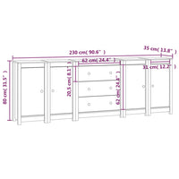Thumbnail for Sideboard Weiß 230x35x80 cm Massivholz Kiefer