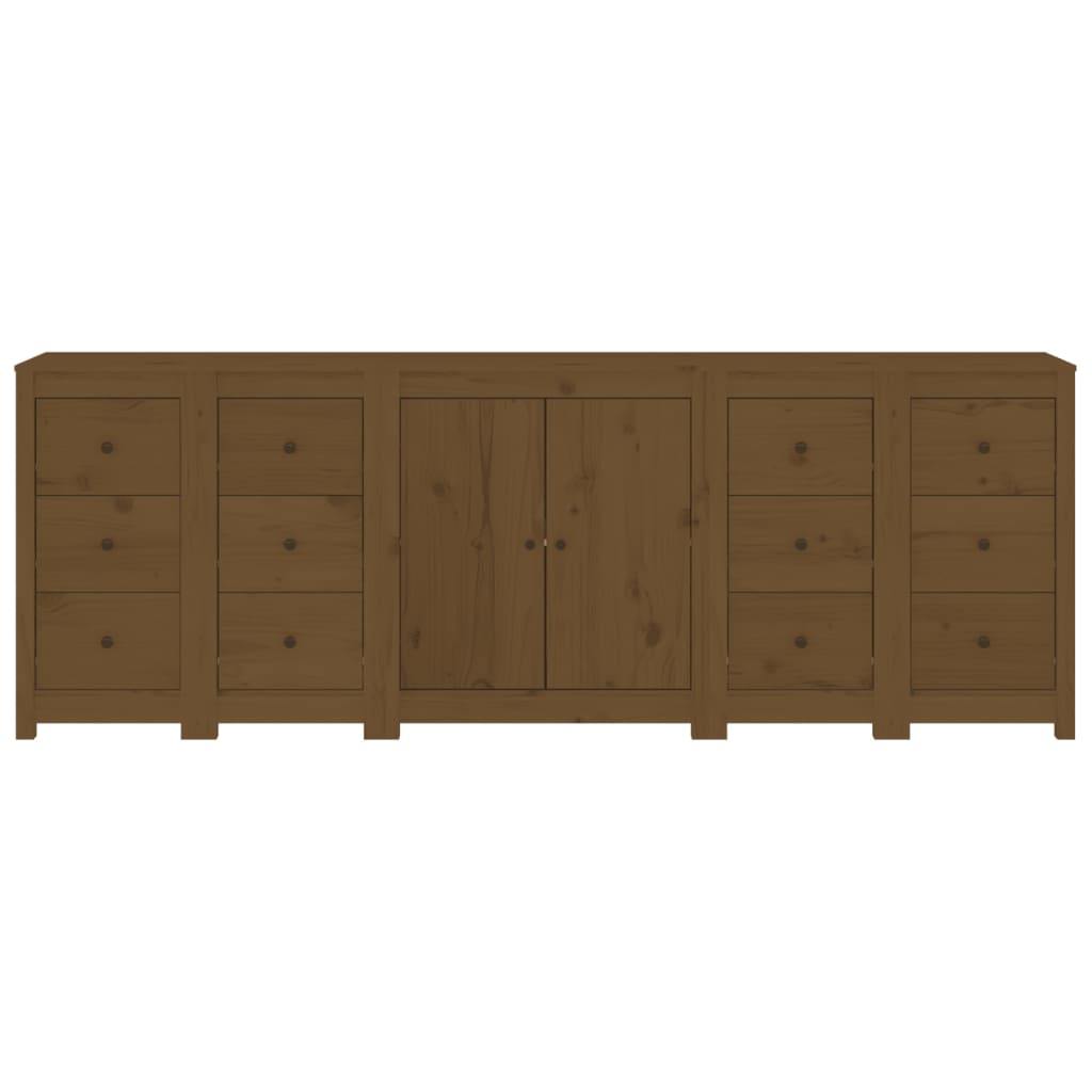 Sideboard Honigbraun 230x35x80 cm Massivholz Kiefer