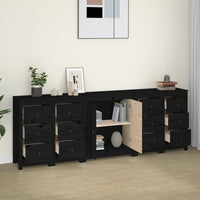 Thumbnail for Sideboard Schwarz 230x35x80 cm Massivholz Kiefer
