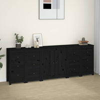 Thumbnail for Sideboard Schwarz 230x35x80 cm Massivholz Kiefer