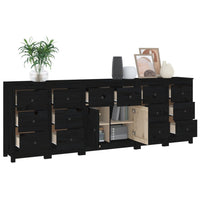Thumbnail for Sideboard Schwarz 230x35x80 cm Massivholz Kiefer