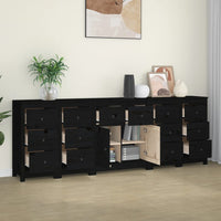 Thumbnail for Sideboard Schwarz 230x35x80 cm Massivholz Kiefer