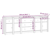Thumbnail for Sideboard Weiß 230x35x80 cm Massivholz Kiefer