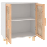 Thumbnail for Sideboard Weiß 60x30x70 cm Massivholz Kiefer und Natur-Rattan