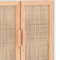 Thumbnail for Sideboard Weiß 60x30x70 cm Massivholz Kiefer und Natur-Rattan